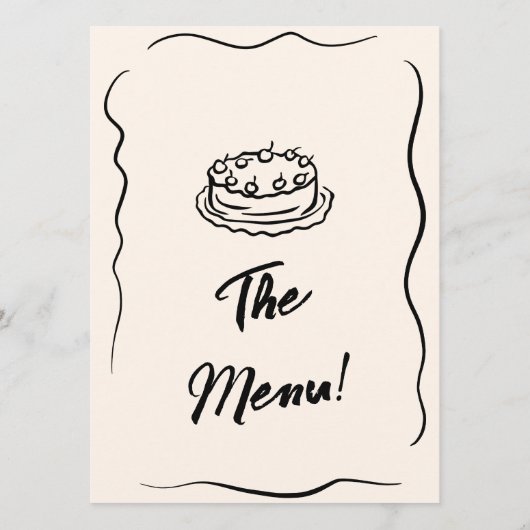 Menu Main moderne écrite dessinée Rétro Mariage origina (Dos)