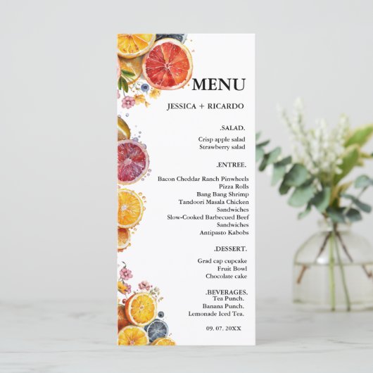 Menu Main Squeeze Cirtus Mariage douche nuptiale (Debout devant)