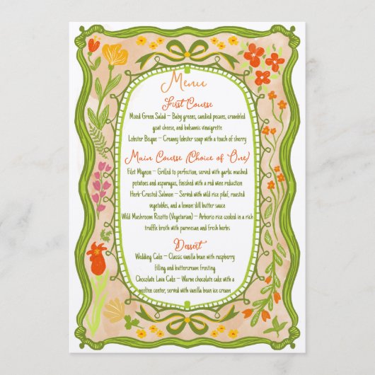 Menu Main unique Whimsical Floral Bow Doodle tiré (Devant)