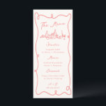 Menu Main Whimsical tiré Pastel Coral Mariage<br><div class="desc">Ce design adorable présente des éléments dessinés à la main et un texte fantaisiste en gras.</div>