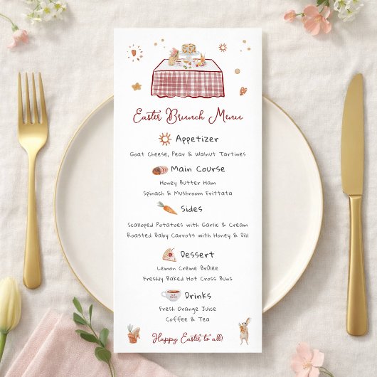 Menu Main Whimsical tiré Printemps Pâques Brunch