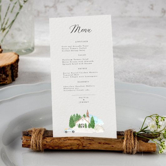 Menu Maison de mariage aquarelle italienne
