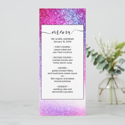Menu Majestic rose violet Nebula Galaxy Parties scintil (Debout devant)