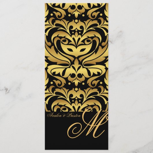 Menu majestueux de mariage damassé de monogramme (Devant)