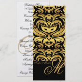 Menu majestueux de mariage damassé de monogramme (Devant / Derrière)