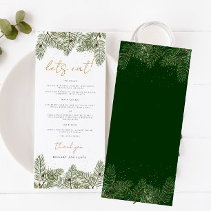 Menu Mangeons des Mariages Whimsical Green Gold Pine Co