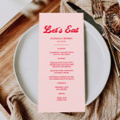 Menu Mangeons du Mariage rouge et rose