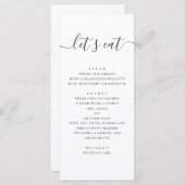 Menu Mangeons. Mariage de script simple en noir et blan (Devant / Derrière)