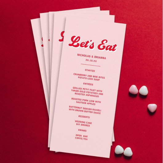 Menu Mangeons Mariage Rouge et Rose