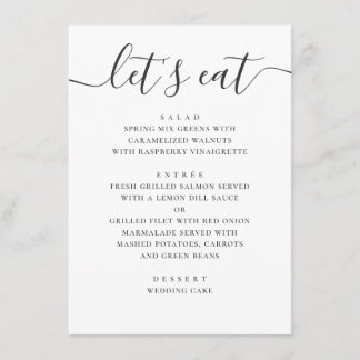Menu Mangeons. Script moderne noir et blanc