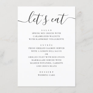 Menu Mangeons. Script moderne noir et blanc