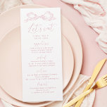 Menu Mangeons un élégant Mariage à main rose tiré<br><div class="desc">Élégant,  mangeons mariage menu dispose de ruban dessiné à la main avec des polices de script manuscrites modernes en rose pâle. doux et simple. Idéal pour un mariage romantique moderne,  mariage fantaisiste unique,  mariage décontracté élégant. Voir toutes les pièces correspondantes dans la collection.</div>