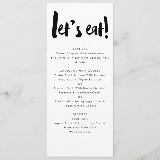 Menu Mangeons un Mariage moderne en gras (Devant)