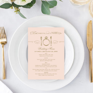 Menu Manger Boire et Être Marié Blush Or Mariage
