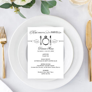 Menu Manger, boire et être marié dîner de mariage noir