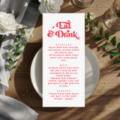 Menu Manger et boire Retro Rouge et blanc Mariage