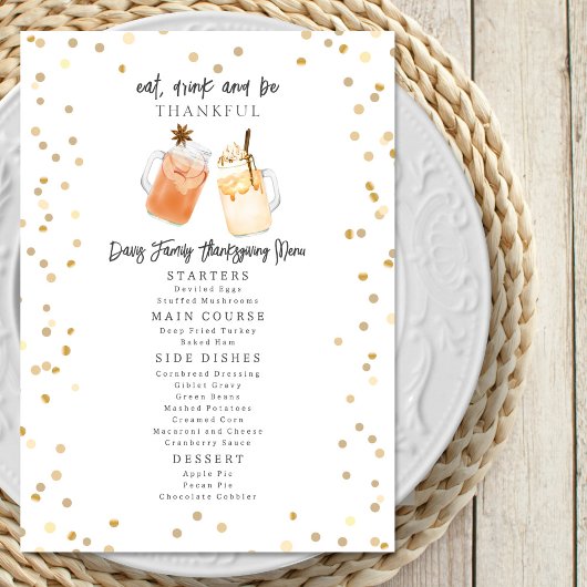 Menu Mangez Boire Et Soyez Gentil Thanksgiving Boissons