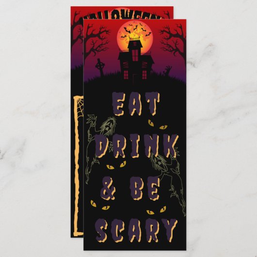 Menu Mangez, buvez et soyez effrayant Halloween (Devant / Derrière)