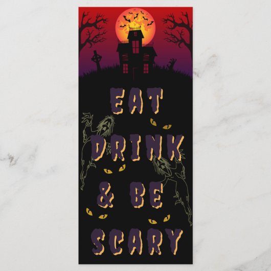 Menu Mangez, buvez et soyez effrayant Halloween (Devant)