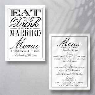 Menu Mangez, buvez et soyez mariés Mariage noir/blanc m
