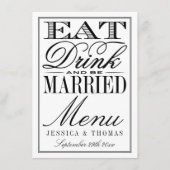 Menu Mangez, buvez et soyez mariés Mariage noir/blanc m (Devant)