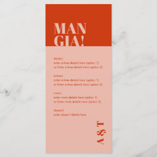 Menu Mangia moderne Italien Burnt Orange Mariage
