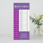 Menu Maquillage de beauté moderne violet rose En vichy  (Debout devant)