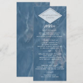 Menu Marbre bleu marine géométrique calligraphie romant (Devant / Derrière)