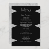 Menu Marbre gris moderne Mariage noir (Devant / Derrière)