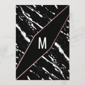 Menu Marbre noir moderne Rose Mariage or  (Dos)