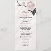 Menu marbre rose et noir à fleurs mariage (Devant)