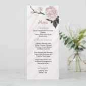 Menu marbre rose et noir à fleurs mariage (Debout devant)