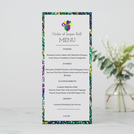 Menu Mardi Gras (Debout devant)