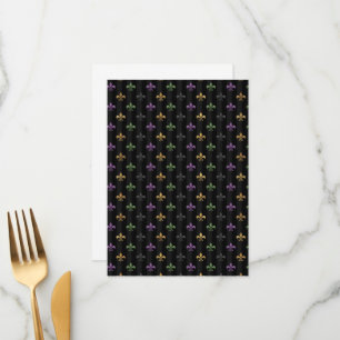 Menu Mardi Gras Coloré Fleur De Lis Sombre Vertical