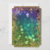 Menu Mardi Gras Masquerade Bokeh Gold Glitter Kaart (Achterkant)