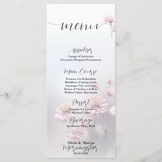 Menu Marguerite rose lunaire (Devant)