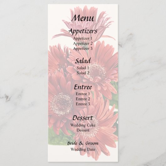 Menu Marguerites Gerbera Rouges (Devant)