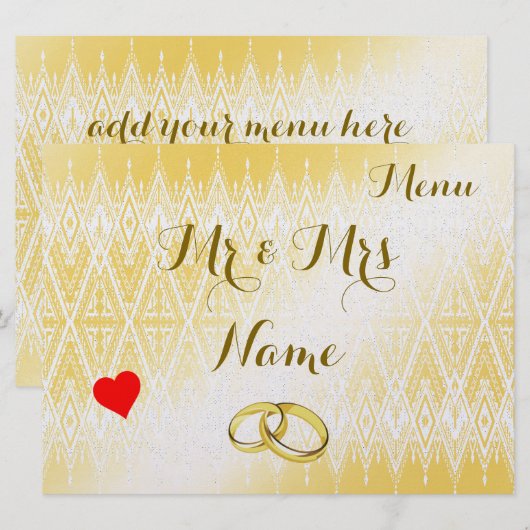 Menu Mariage (Devant / Derrière)
