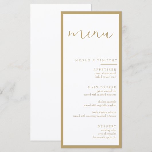 Menu Mariage (Devant / Derrière)