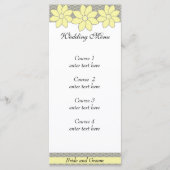 Menu mariage 1 Floral jaune et gris (Devant)