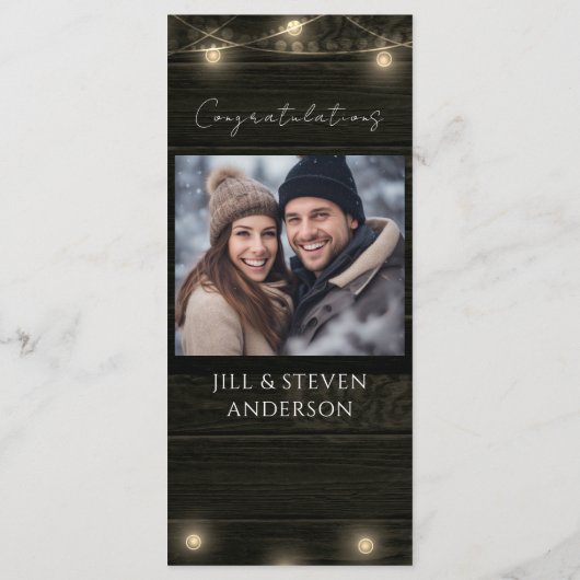 Menu Mariage 70e anniversaire Bois rustique et lumières (Dos)