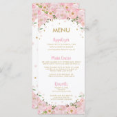 Menu Mariage à air chaud floral rose vif (Devant / Derrière)