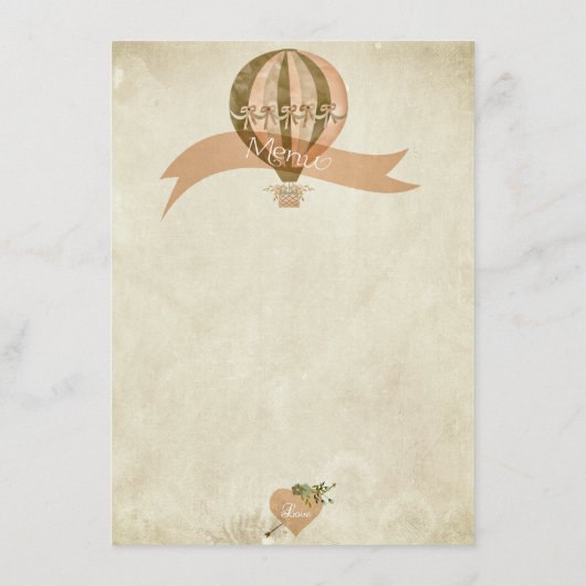 Menu Mariage à air chaud vintage (Dos)