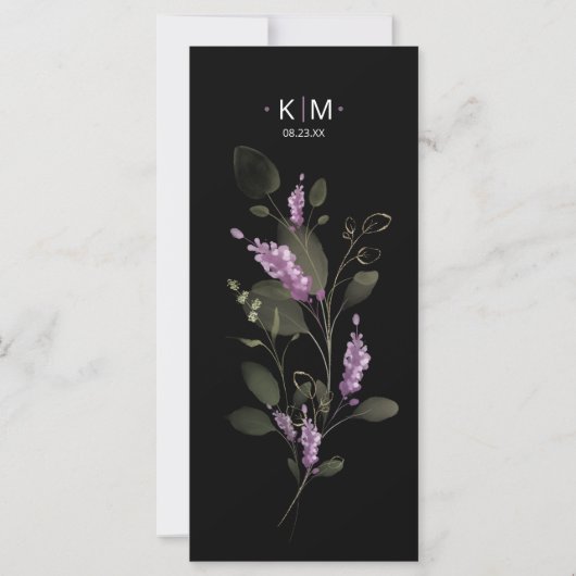 Menu Mariage à arc fleuri doux V2 Lilac ID998 (Dos)