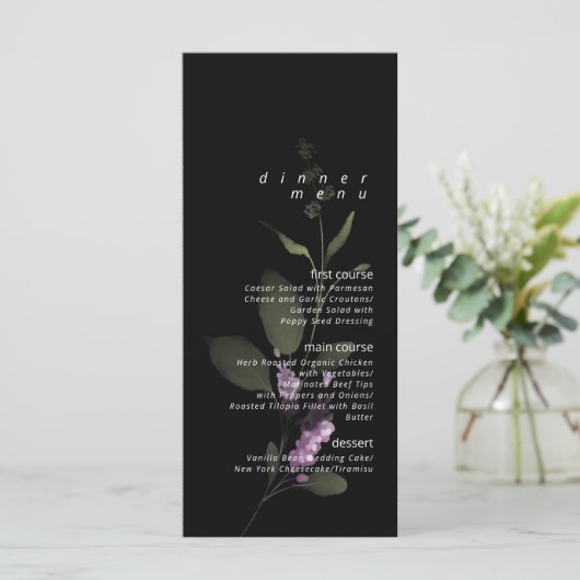 Menu Mariage à arc fleuri doux V2 Lilac ID998 (Debout devant)