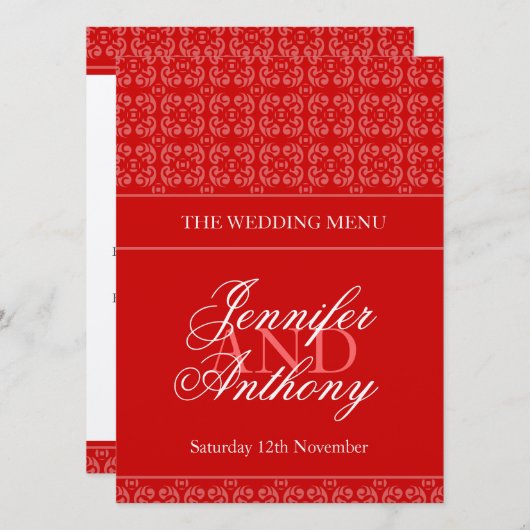 Menu mariage à bandage rouge (Devant / Derrière)