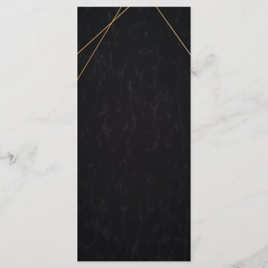 Menu Mariage à cadre géométrique noir et or chic (Dos)