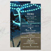 Menu Mariage à cordes de plage Ancre bleue (Devant / Derrière)