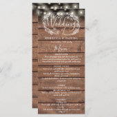 Menu Mariage à cordes en bois rustique (Devant / Derrière)