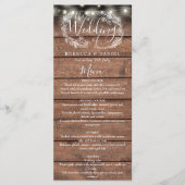 Menu Mariage à cordes en bois rustique (Devant)